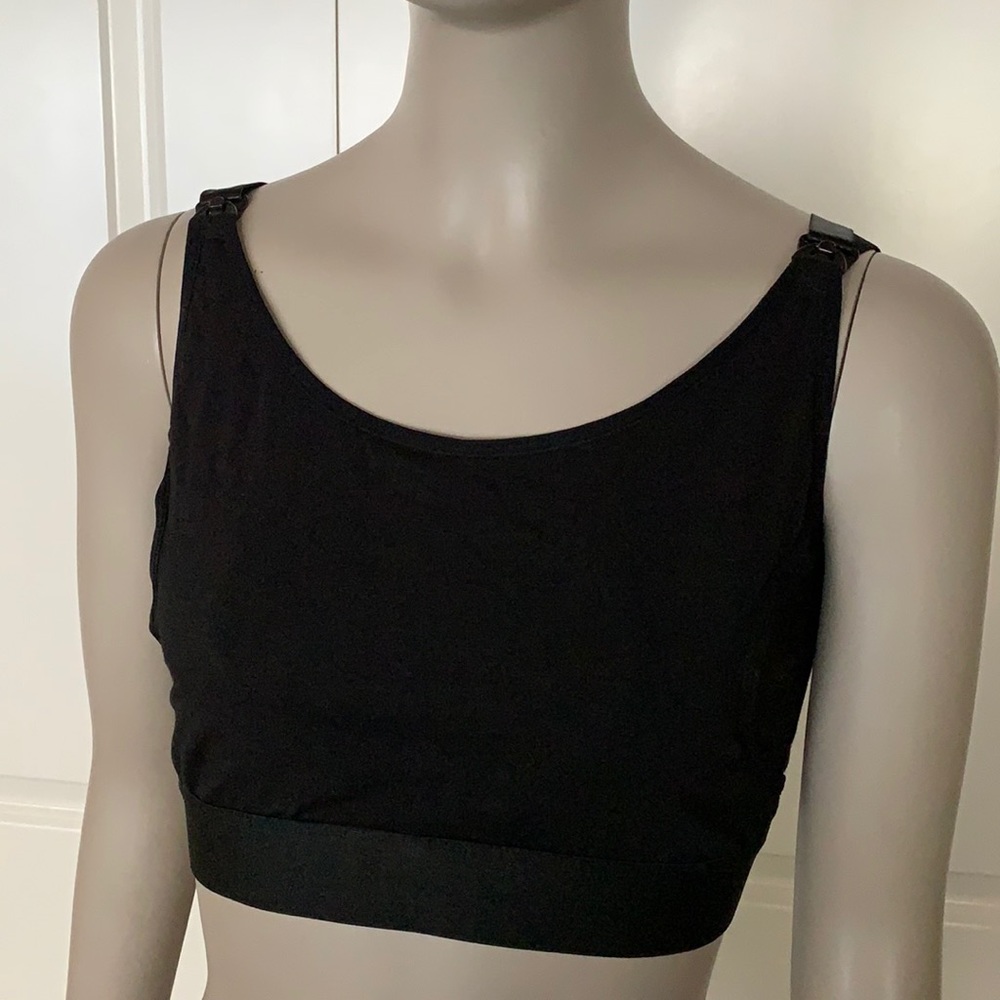 Hands Free Pumping and Nursing Bra Black Cotton Blend